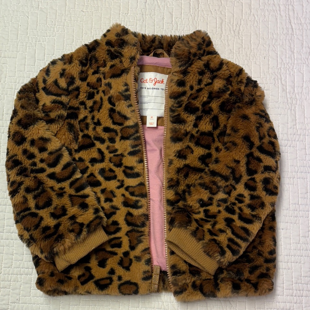 Cat & Jack Kids Leopard Print Faux Fur Jacket
